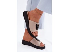 Kožené dámské nazouváky model 22358298 béžové - VINCEZA 5