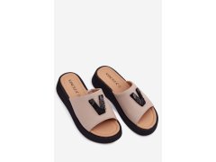 Kožené dámské nazouváky model 22358298 béžové - VINCEZA 7