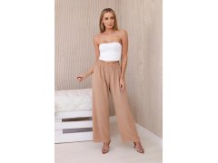 Dámské kalhoty model 22371897 se širokými nohavicemi cappuccino - Kesi 3