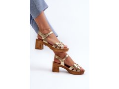 Dámské sandály z eko kůže zlaté model 22373481 - EVENTO 5
