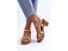 Dámské sandály z eko kůže zlaté model 22373481 - EVENTO 8