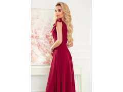 Dlouhé dámské šaty ve vínové bordó barvě s výstřihem a zavazováním na ramenou model 22192368 - numoco 5
