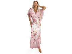 Vzdušné maxi šaty s&nbsp;obálkovým výstřihem a&nbsp;květinovým vzorem PINK model 22401920 - numoco basic 1