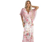 Vzdušné maxi šaty s&nbsp;obálkovým výstřihem a&nbsp;květinovým vzorem PINK model 22401920 - numoco basic 2