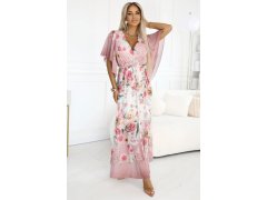 Vzdušné maxi šaty s&nbsp;obálkovým výstřihem a&nbsp;květinovým vzorem PINK model 22401920 - numoco basic 3