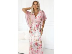 Vzdušné maxi šaty s&nbsp;obálkovým výstřihem a&nbsp;květinovým vzorem PINK model 22401920 - numoco basic 5