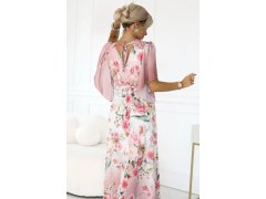 Vzdušné maxi šaty s&nbsp;obálkovým výstřihem a&nbsp;květinovým vzorem PINK model 22401920 - numoco basic 7