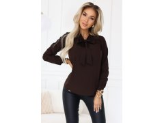 halenka s dlouhým rukávem a zavazováním vpředu čokoládová model 21407674 - numoco 5