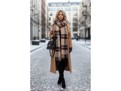 Elegantní dlouhé šaty s obálkovým výstřihem a rozparkem hnědé model 21720277 - numoco 5