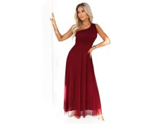 model 21798969 Dlouhé třpytivé večerní šaty na jedno rameno vínové - numoco basic 1
