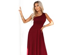 model 21798969 Dlouhé třpytivé večerní šaty na jedno rameno vínové - numoco basic 2