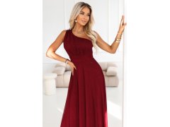 model 21798969 Dlouhé třpytivé večerní šaty na jedno rameno vínové - numoco basic 4