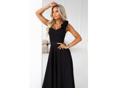 model 21803453 Elegantní večerní maxi šaty s rozparkem a růžemi klasické černé - numoco 3