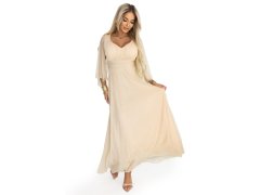 Dlouhé lehké třpytivé šaty s&nbsp;výstřihem a&nbsp;rukávy barva model 21955156 - numoco basic 1
