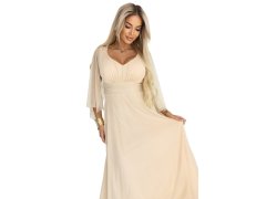Dlouhé lehké třpytivé šaty s&nbsp;výstřihem a&nbsp;rukávy barva model 21955156 - numoco basic 3