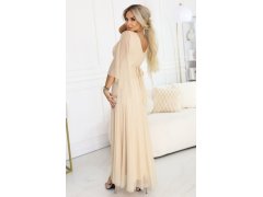 Dlouhé lehké třpytivé šaty s&nbsp;výstřihem a&nbsp;rukávy barva model 21955156 - numoco basic 6