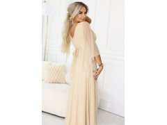 Dlouhé lehké třpytivé šaty s&nbsp;výstřihem a&nbsp;rukávy barva model 21955156 - numoco basic 7