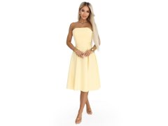 rozšířené midi šaty s&nbsp;páskem pastelově žluté model 22017316 - numoco 1