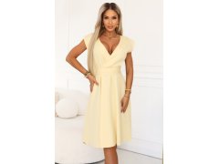 SCARLETT rozšířené midi šaty s obálkovým výstřihem a páskem žluté model 22043325 - numoco 4