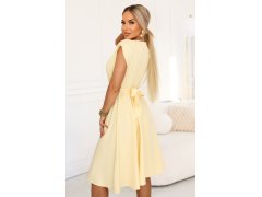 SCARLETT rozšířené midi šaty s obálkovým výstřihem a páskem žluté model 22043325 - numoco 5