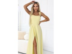 dlouhé šaty s rozparkem a výstřihem typu žluté s třpytkami model 22092786 - numoco 7
