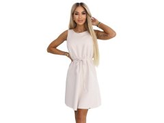 model 22118448 VICTORIA Trapézové šaty bez rukávů s páskem béžové - numoco 5