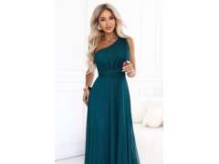 Dlouhé lesklé večerní šaty s&nbsp;jedním – zelená model 22266670 - numoco basic 4